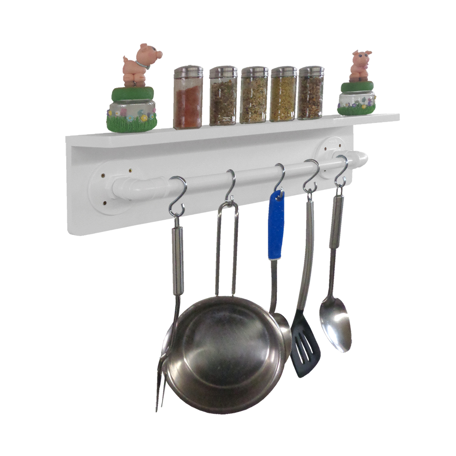 Prateleira para Temperos e Suporte Utensílios e Panelas Cozinha Estilo Industrial Branco Laca