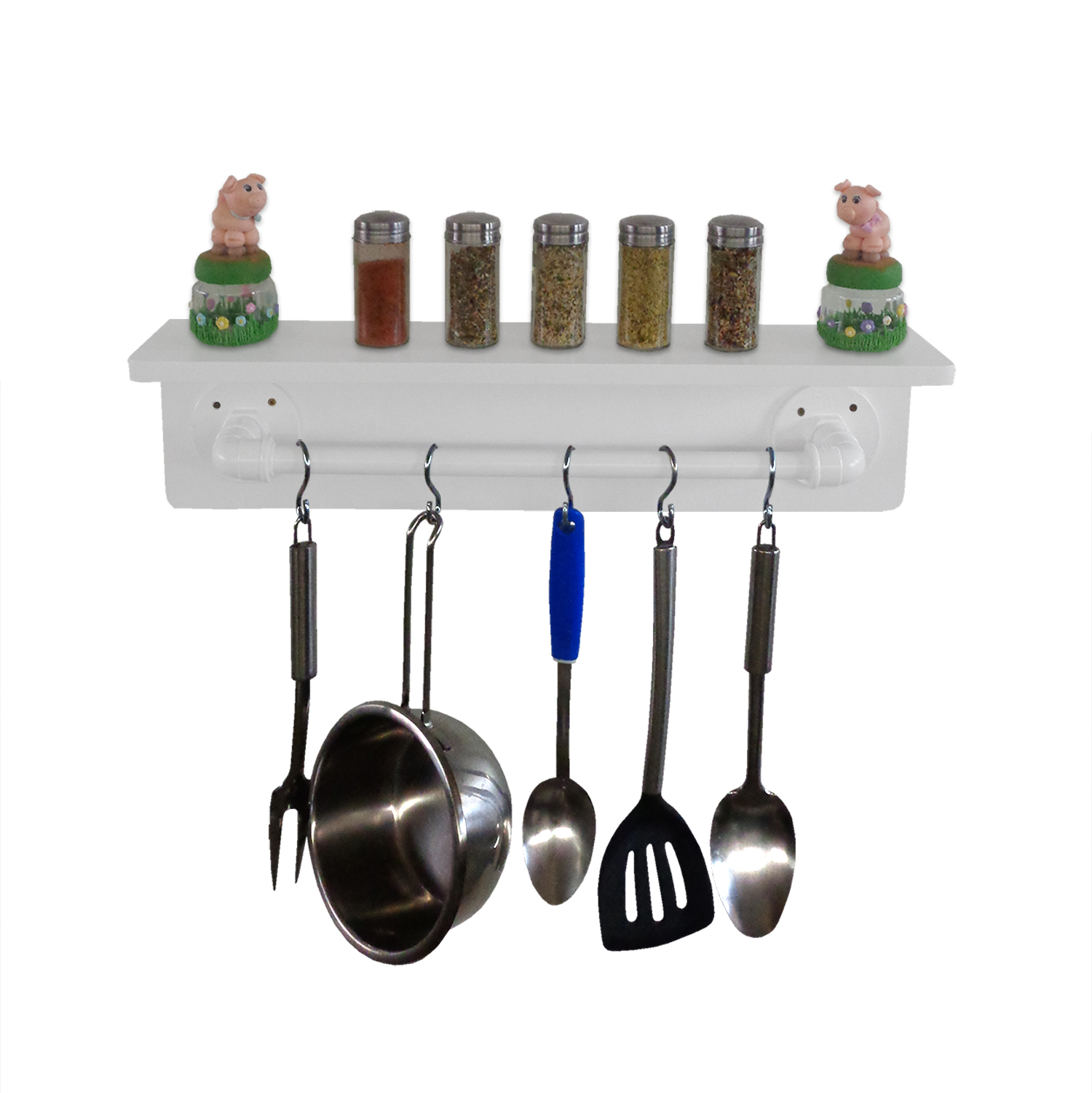 Prateleira para Temperos e Suporte Utensílios e Panelas Cozinha Estilo Industrial Branco Laca