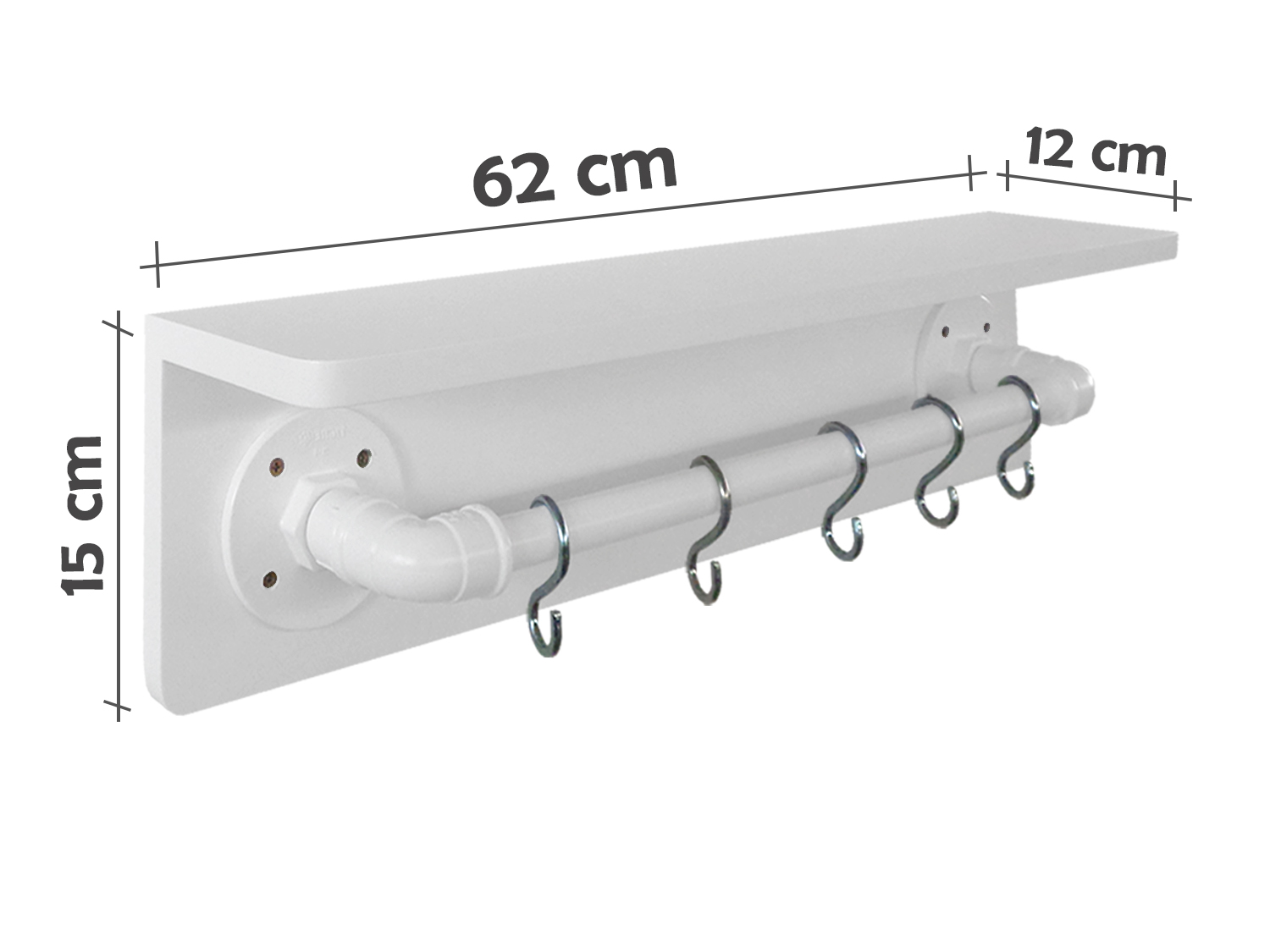 Prateleira para Temperos e Suporte Utensílios e Panelas Cozinha Estilo Industrial Branco Laca