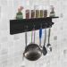 Prateleira para Temperos e Suporte Utensílios e Panelas Cozinha Estilo Industrial Preto Laca