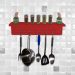 Prateleira para Temperos e Suporte Utensílios e Panelas Cozinha Estilo Industrial Vermelho Laca