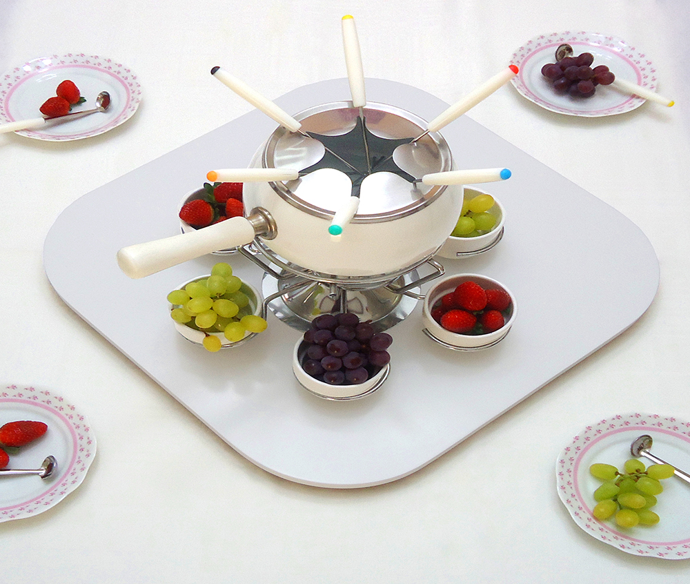Prato Giratório Centro de Mesa Tampo Tábua para Mesa 80 cm Branco Laca