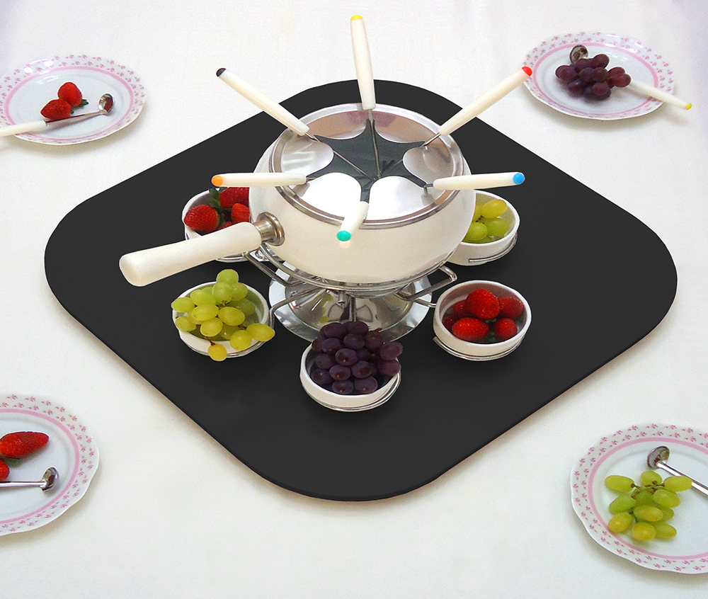 Prato Giratório Centro de Mesa Tampo Tábua para Mesa 80 cm Preto Laca