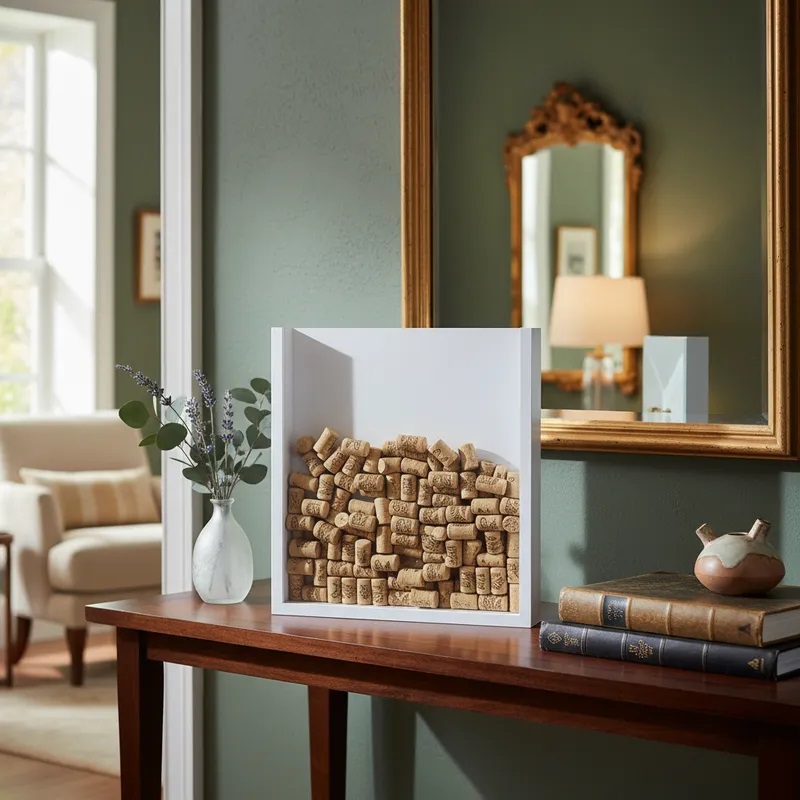 Quadro Porta Rolhas de Vinho Champanhe Tampinhas Decorativo de Parede - Branco Laca