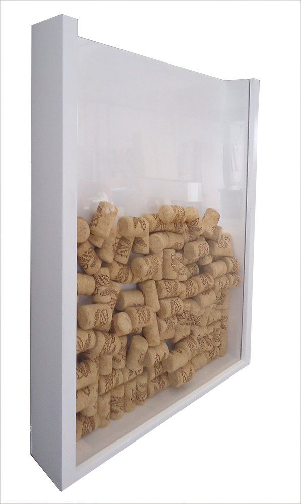 Quadro Porta Rolhas de Vinho Champanhe Tampinhas Decorativo de Parede - Branco Laca