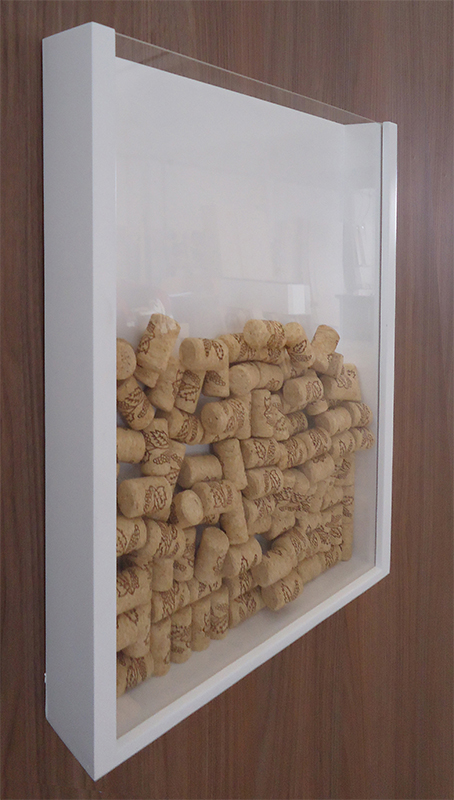 Quadro Porta Rolhas de Vinho Champanhe Tampinhas Decorativo de Parede - Branco Laca