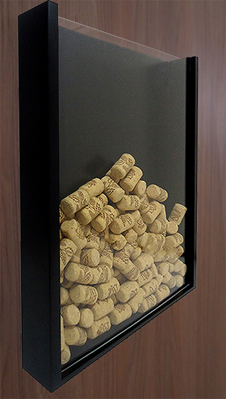 Quadro Porta Rolhas de Vinho Champanhe Tampinhas Decorativo de Parede - Preto Laca