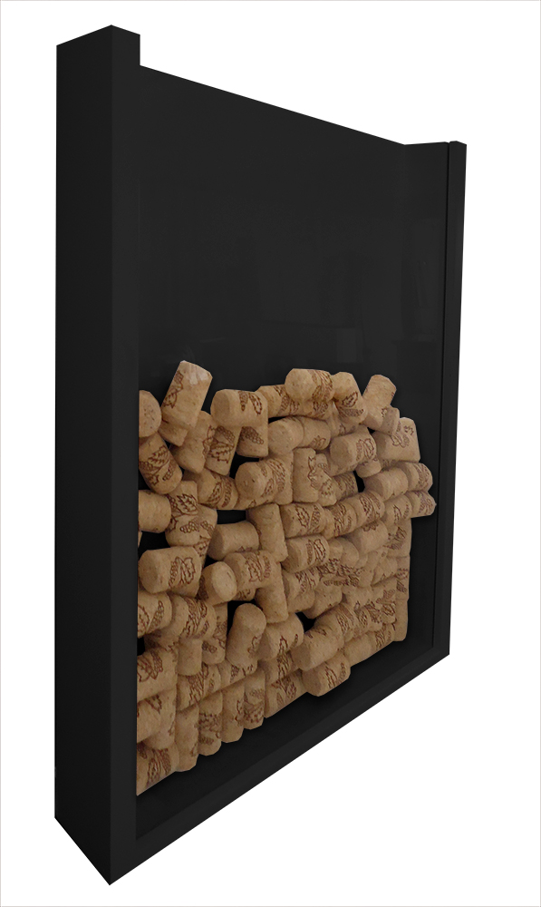 Quadro Porta Rolhas de Vinho Champanhe Tampinhas Decorativo de Parede - Preto Laca