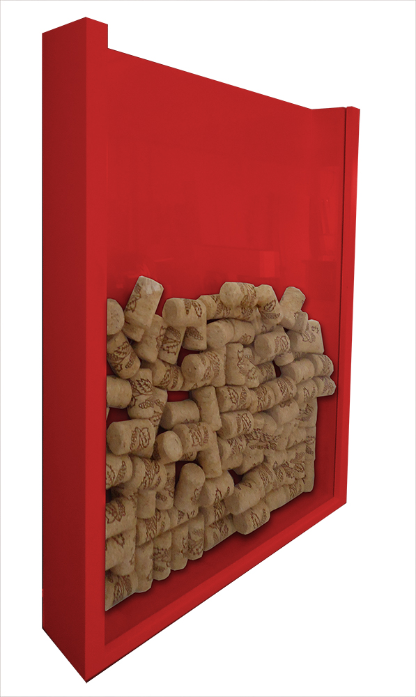Quadro Porta Rolhas de Vinho Champanhe Tampinhas Decorativo de Parede - Vermelho Laca