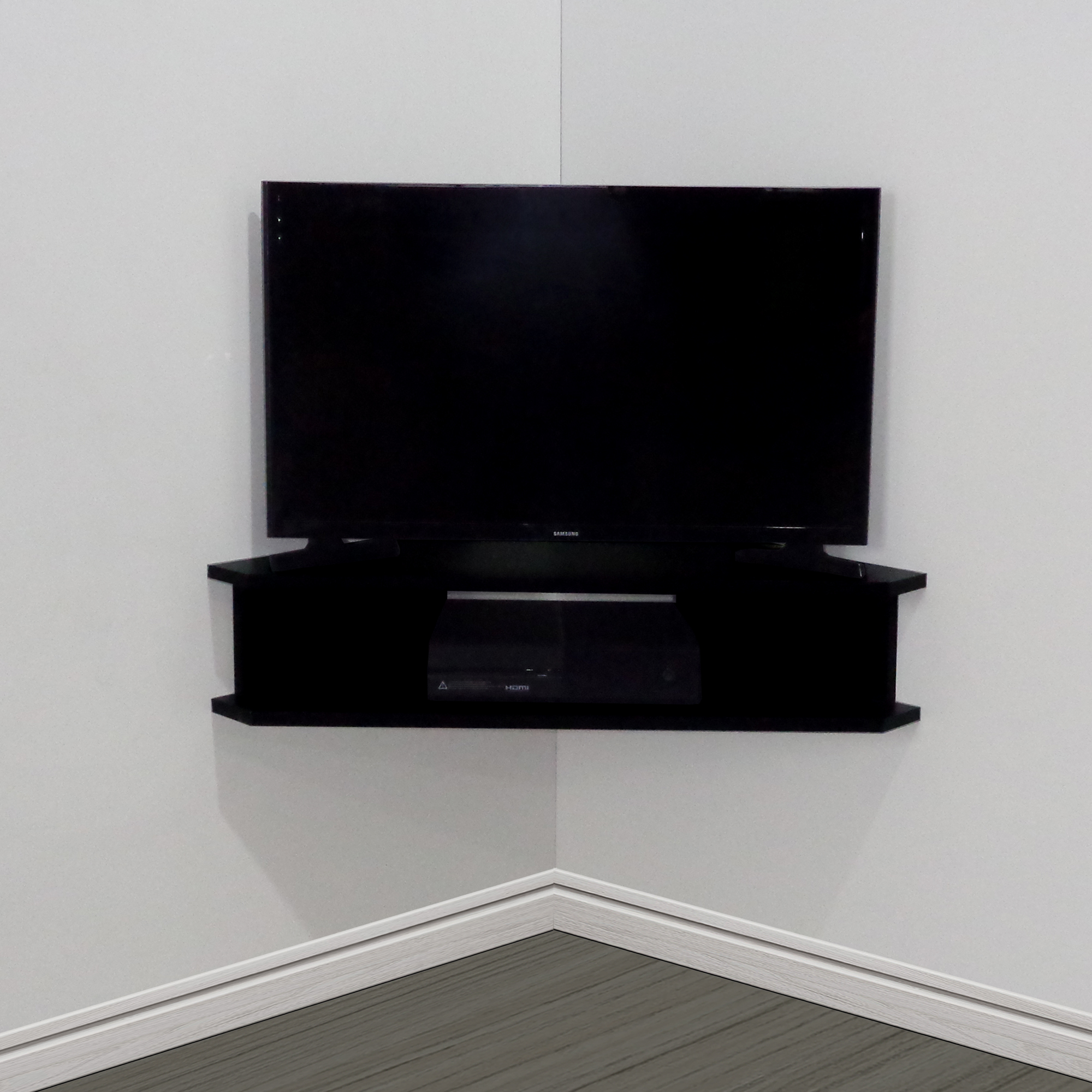 Rack Suspenso para TV de até 39” Aparador Bancada Estante de Canto Preto