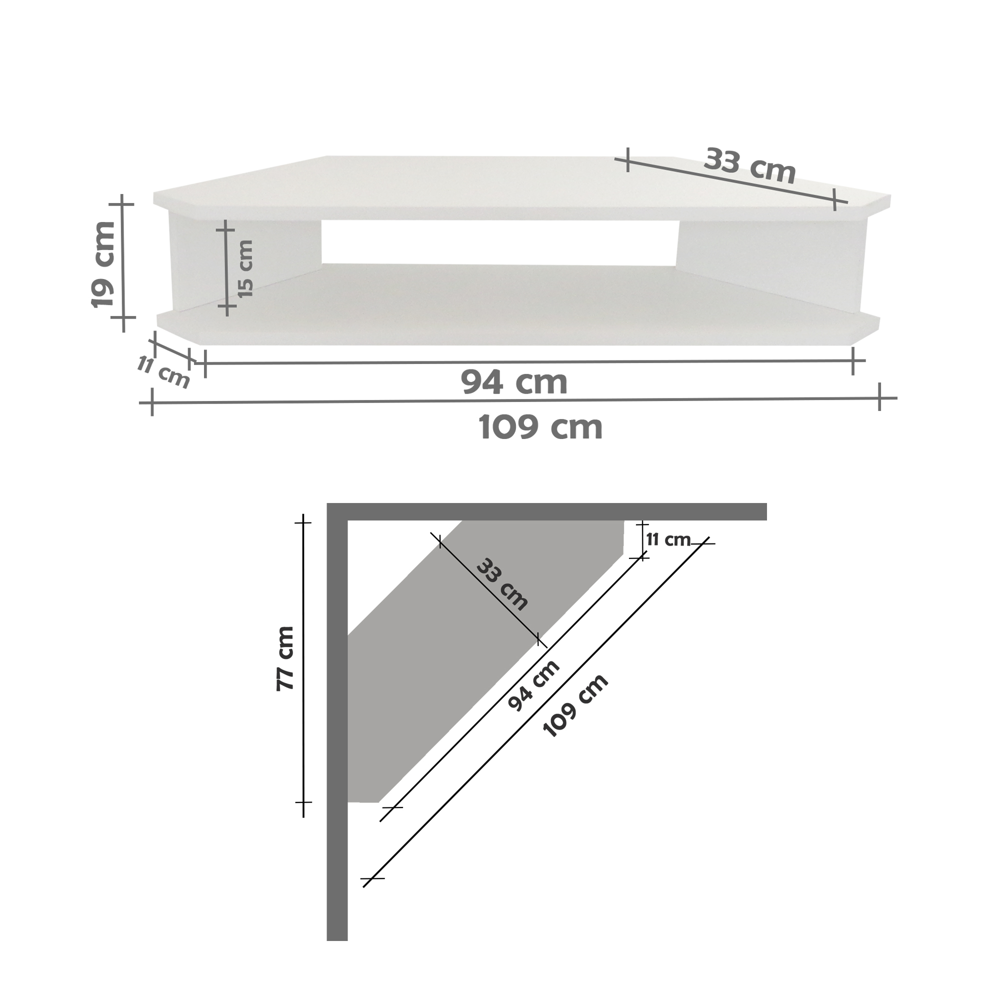 Rack Suspenso para TV de até 43” Aparador Bancada Estante de Canto Branco