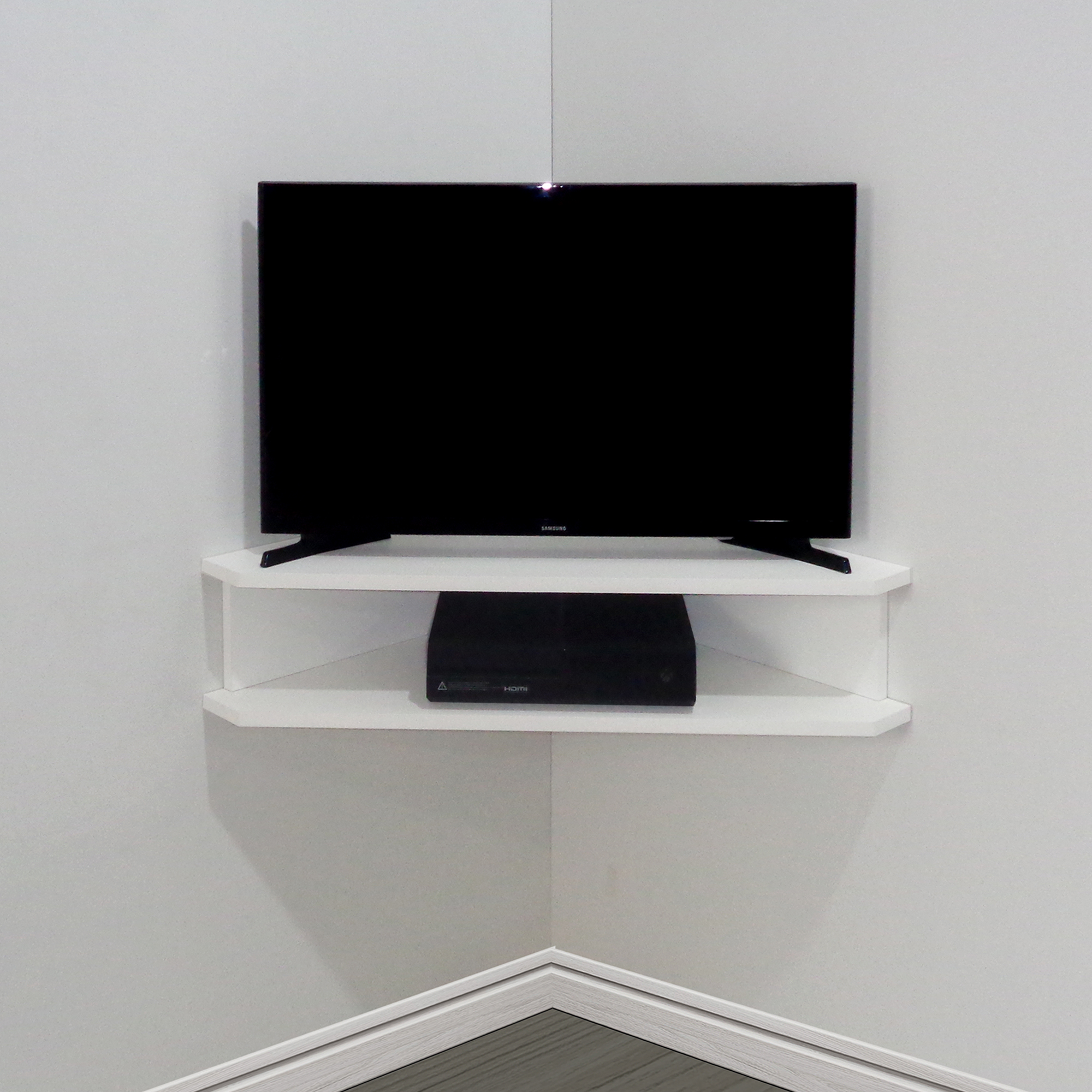 Rack Suspenso para TV de até 43” Aparador Bancada Estante de Canto Branco