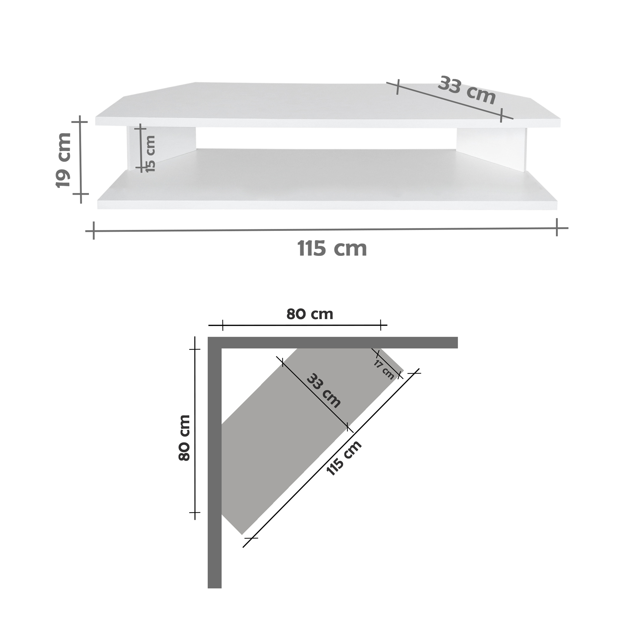 Rack Suspenso para TV de até 50” Aparador Bancada Estante de Canto Branco