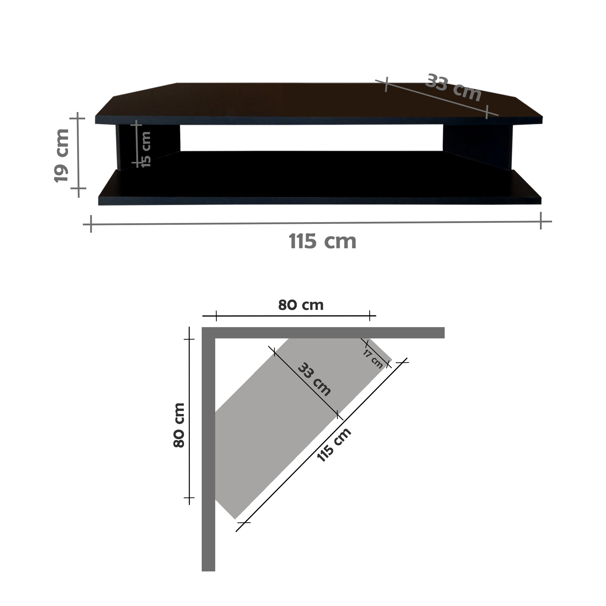 Rack Suspenso para TV de até 50” Aparador Bancada Estante de Canto Preto
