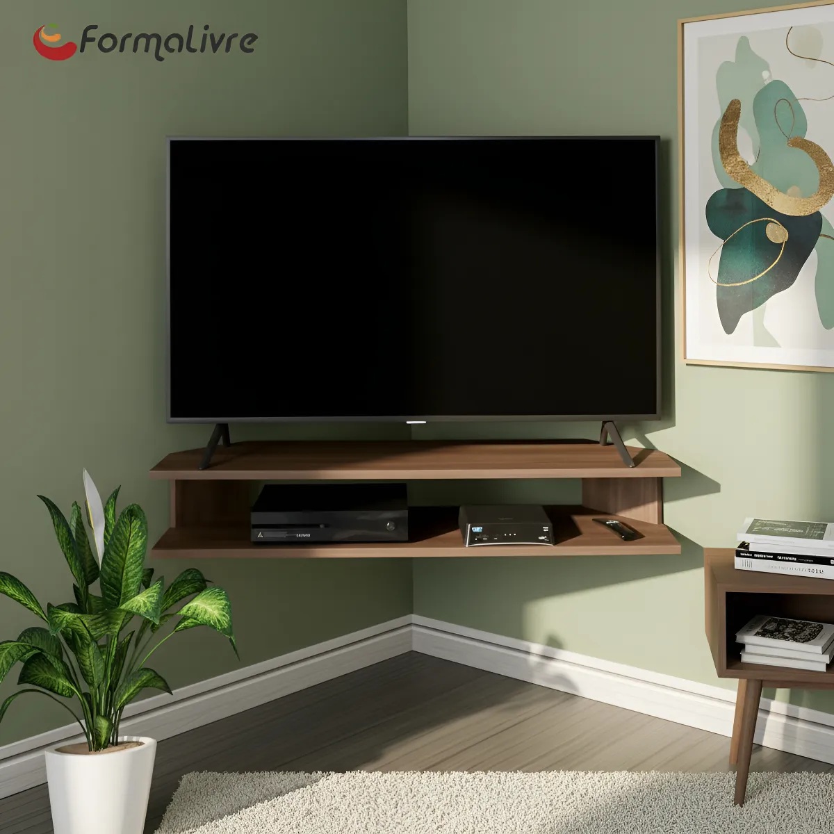 Rack Suspenso para TV de até 50” Aparador Bancada Estante de Canto Versati