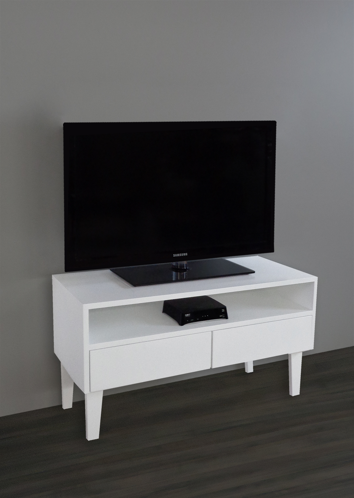 Rack para TV Bancada Aparador Com Nicho e Gaveta Branco Laca