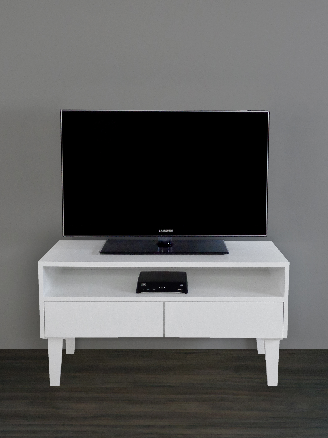 Rack para TV Bancada Aparador Com Nicho e Gaveta Branco Laca
