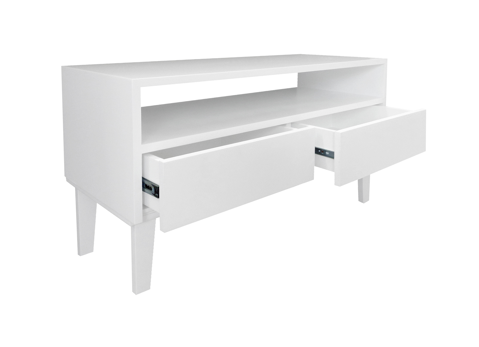 Rack para TV Bancada Aparador Com Nicho e Gaveta Branco Laca