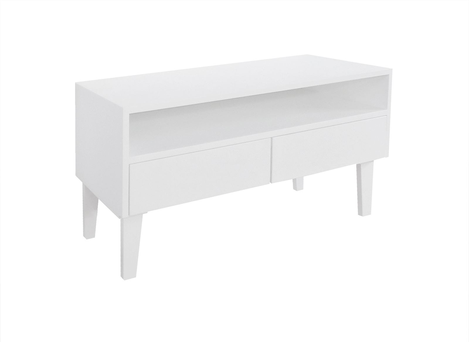 Rack para TV Bancada Aparador Com Nicho e Gaveta Branco Laca