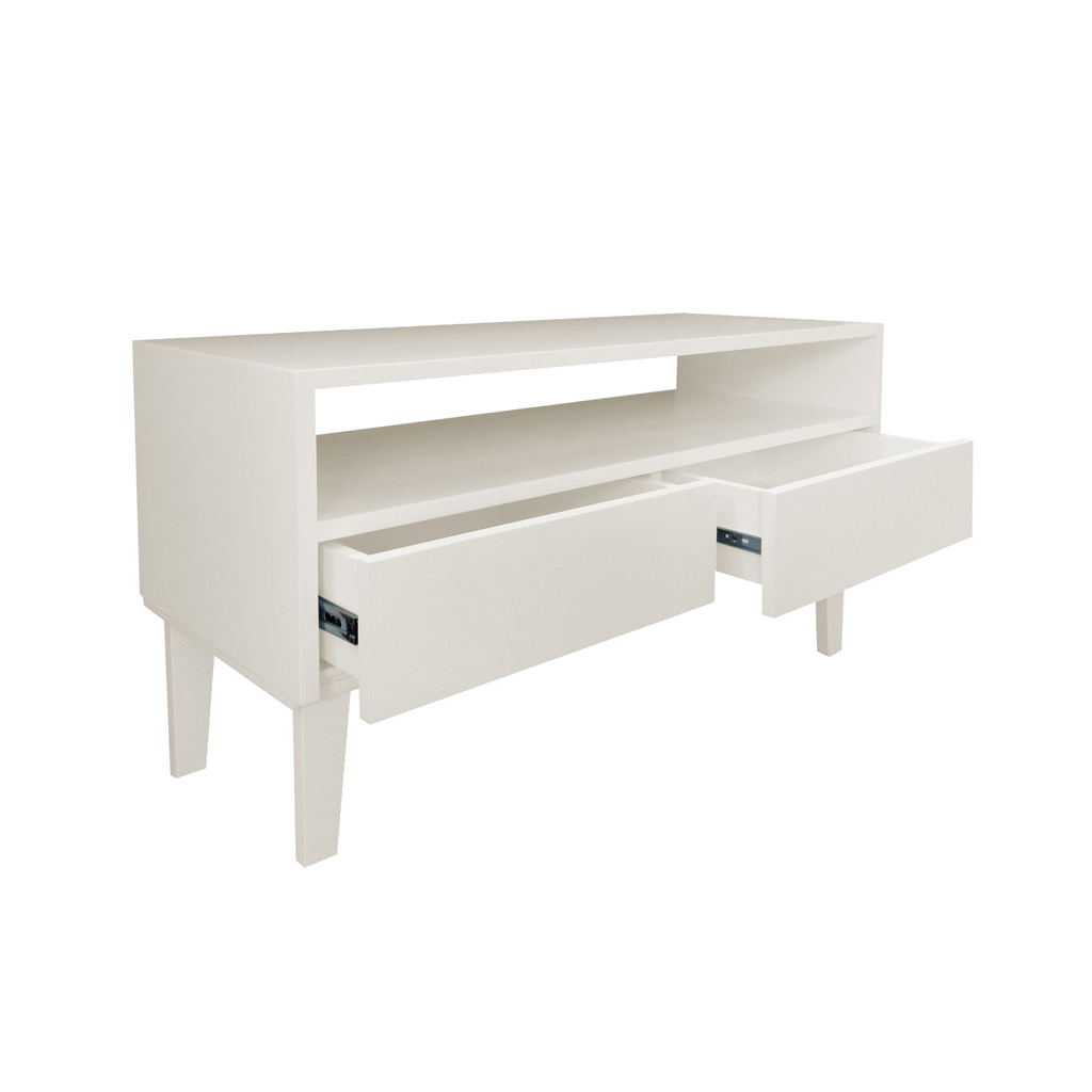Rack para TV Bancada Aparador Com Nicho e Gaveta Off White Laca