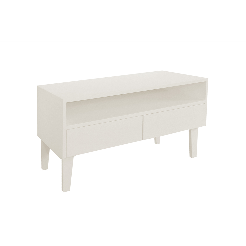 Rack para TV Bancada Aparador Com Nicho e Gaveta Off White Laca