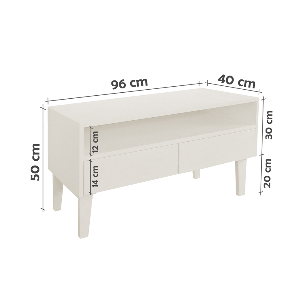 Rack para TV Bancada Aparador Com Nicho e Gaveta Off White Laca