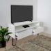 Rack para TV Bancada Com Nicho e Gaveta Pés Hairpin Legs Estilo Industrial Branco Laca