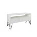 Rack para TV Bancada Com Nicho e Gaveta Pés Hairpin Legs Estilo Industrial Branco Laca