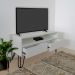 Rack para TV Bancada Com Nicho e Gaveta Pés Hairpin Legs Estilo Industrial Off White Laca