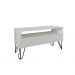 Rack para TV Bancada Com Nicho e Gaveta Pés Hairpin Legs Estilo Industrial Off White Laca