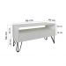 Rack para TV Bancada Com Nicho e Gaveta Pés Hairpin Legs Estilo Industrial Off White Laca