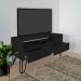 Rack para TV Bancada Com Nicho e Gaveta Pés Hairpin Legs Estilo Industrial Preto Laca