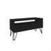 Rack para TV Bancada Com Nicho e Gaveta Pés Hairpin Legs Estilo Industrial Preto Laca
