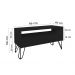 Rack para TV Bancada Com Nicho e Gaveta Pés Hairpin Legs Estilo Industrial Preto Laca