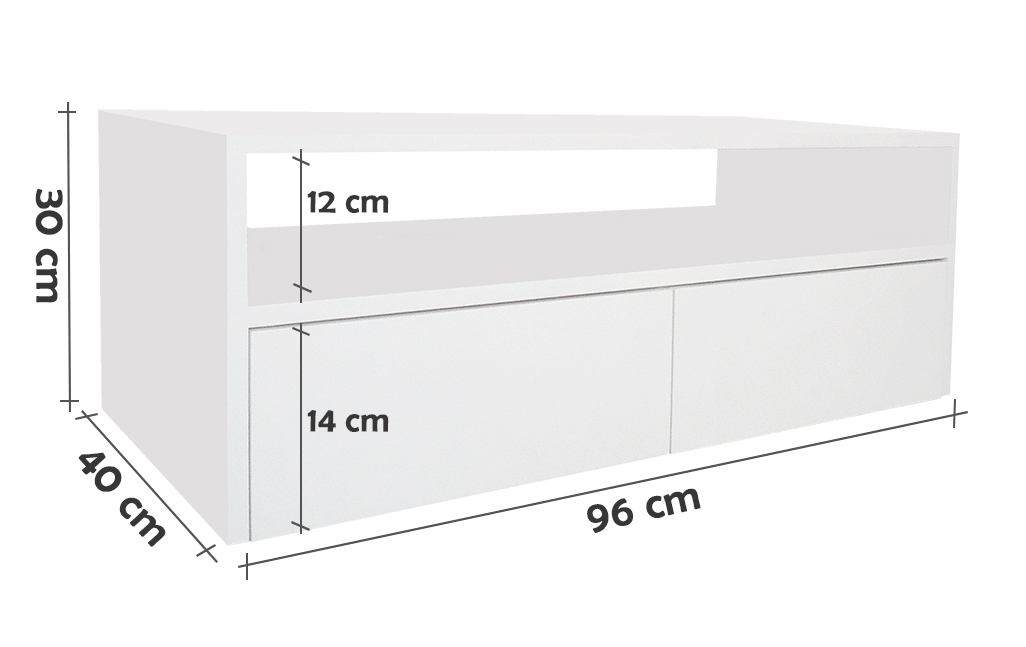 Rack para TV Suspenso Bancada Com Nicho e Gaveta Branco Laca