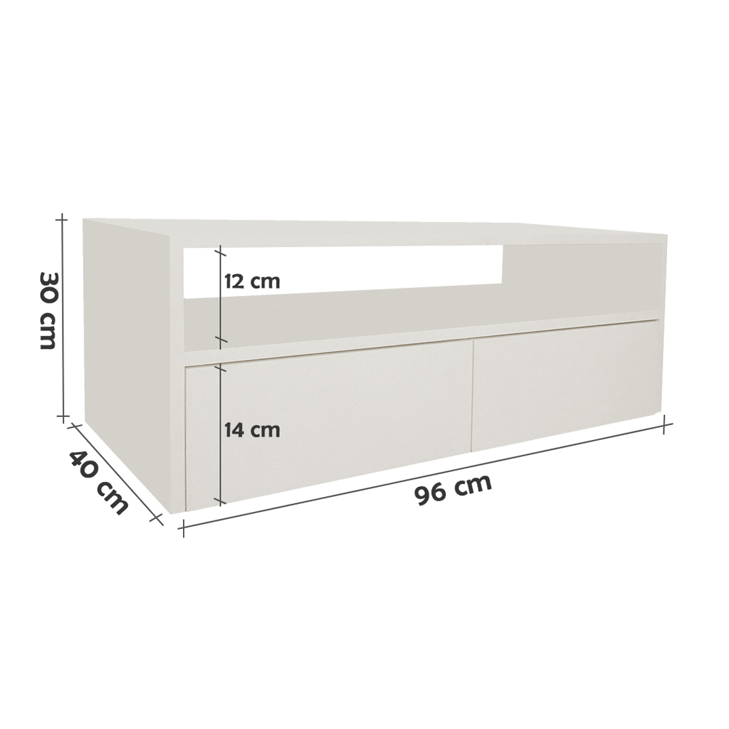 Rack para TV Suspenso Bancada Com Nicho e Gaveta Off White Laca