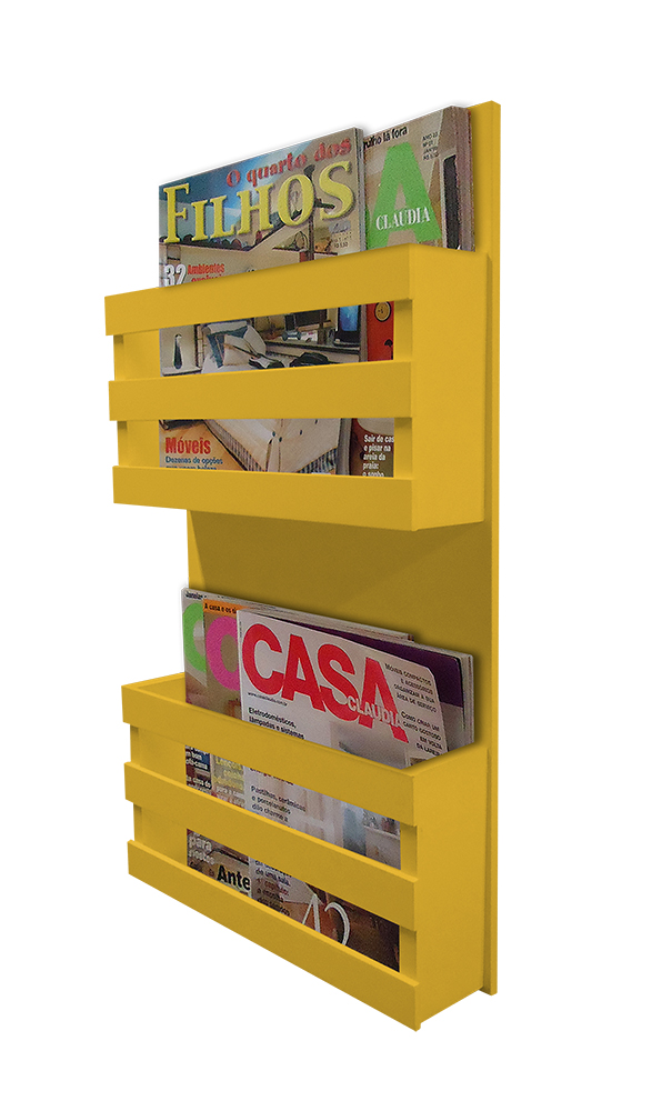 Revisteiro de Parede Porta Revistas Livros - Amarelo Laca