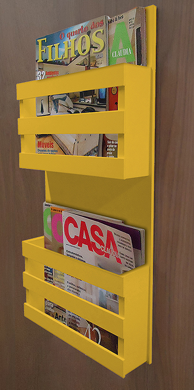 Revisteiro de Parede Porta Revistas Livros - Amarelo Laca