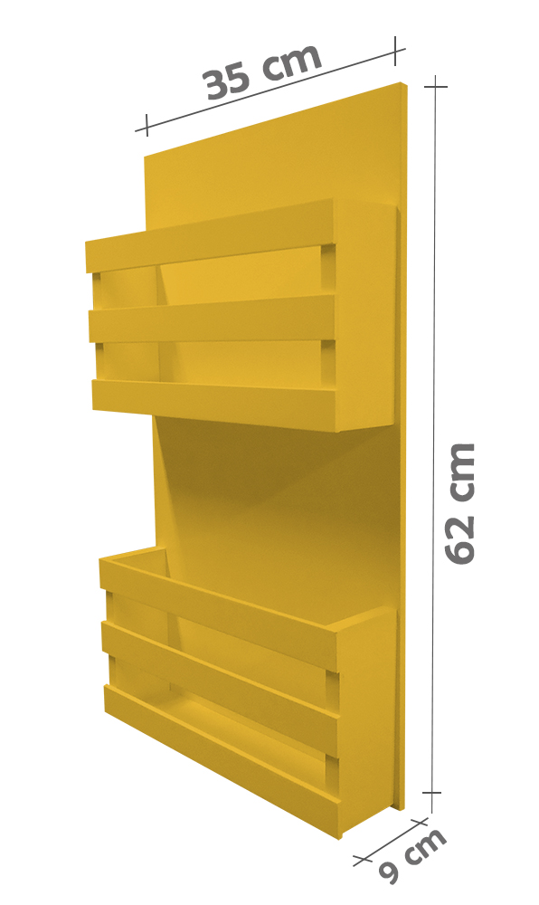 Revisteiro de Parede Porta Revistas Livros - Amarelo Laca