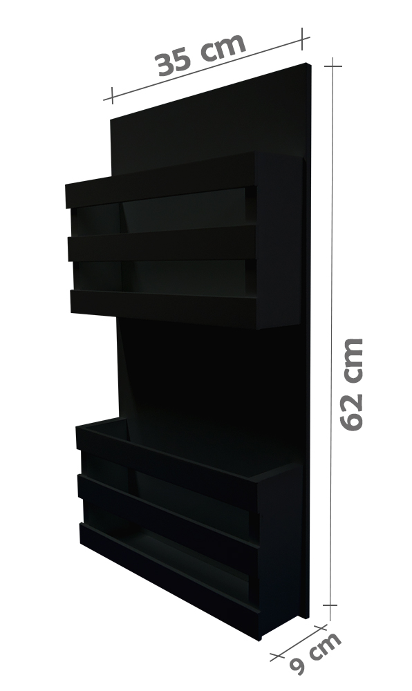 Revisteiro de Parede Porta Revistas Livros - Preto Laca