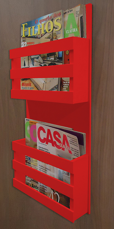 Revisteiro de Parede Porta Revistas Livros - Vermelho Laca