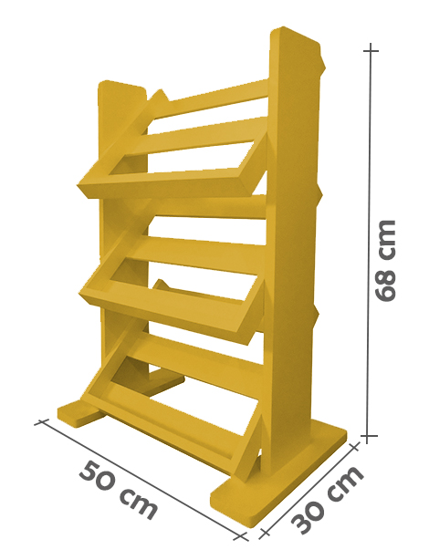 Revisteiro de Piso Chão Porta Revistas Livros - Amarelo Laca