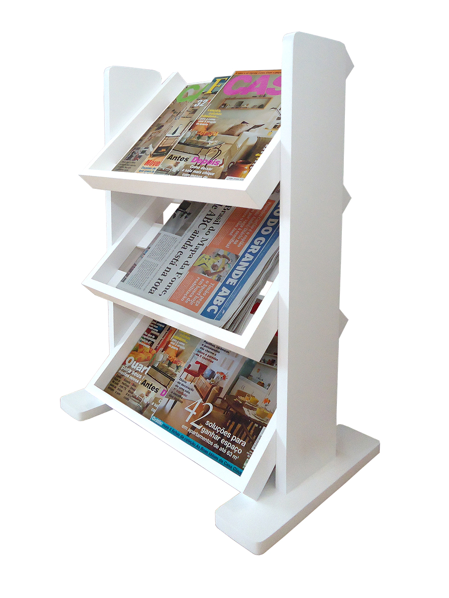 Revisteiro de Piso Chão Porta Revistas Livros - Branco Laca