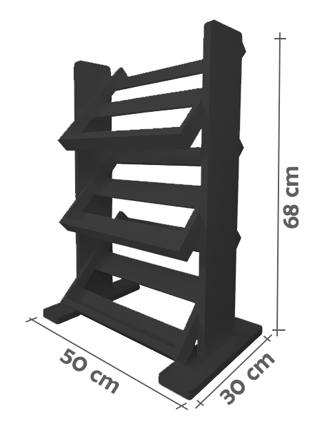 Revisteiro de Piso Chão Porta Revistas Livros - Preto Laca