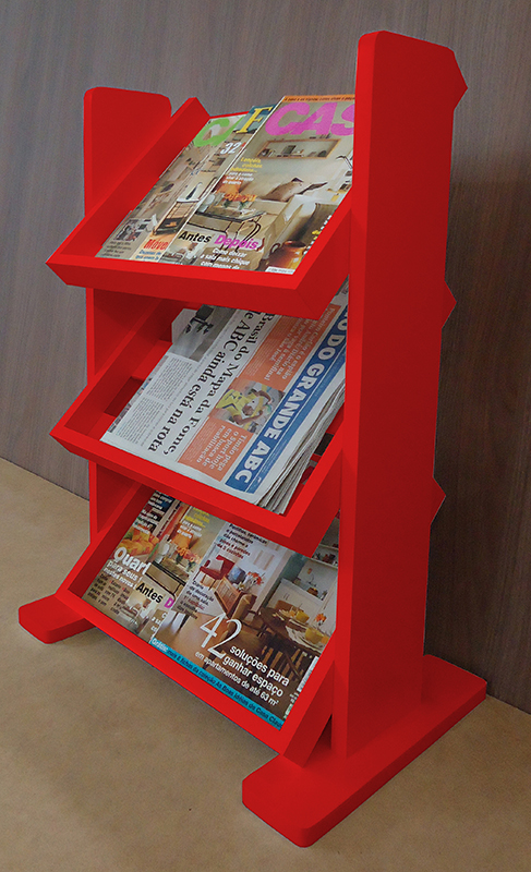 Revisteiro de Piso Chão Porta Revistas Livros - Vermelho Laca