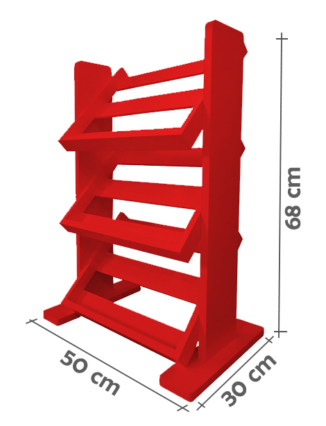 Revisteiro de Piso Chão Porta Revistas Livros - Vermelho Laca