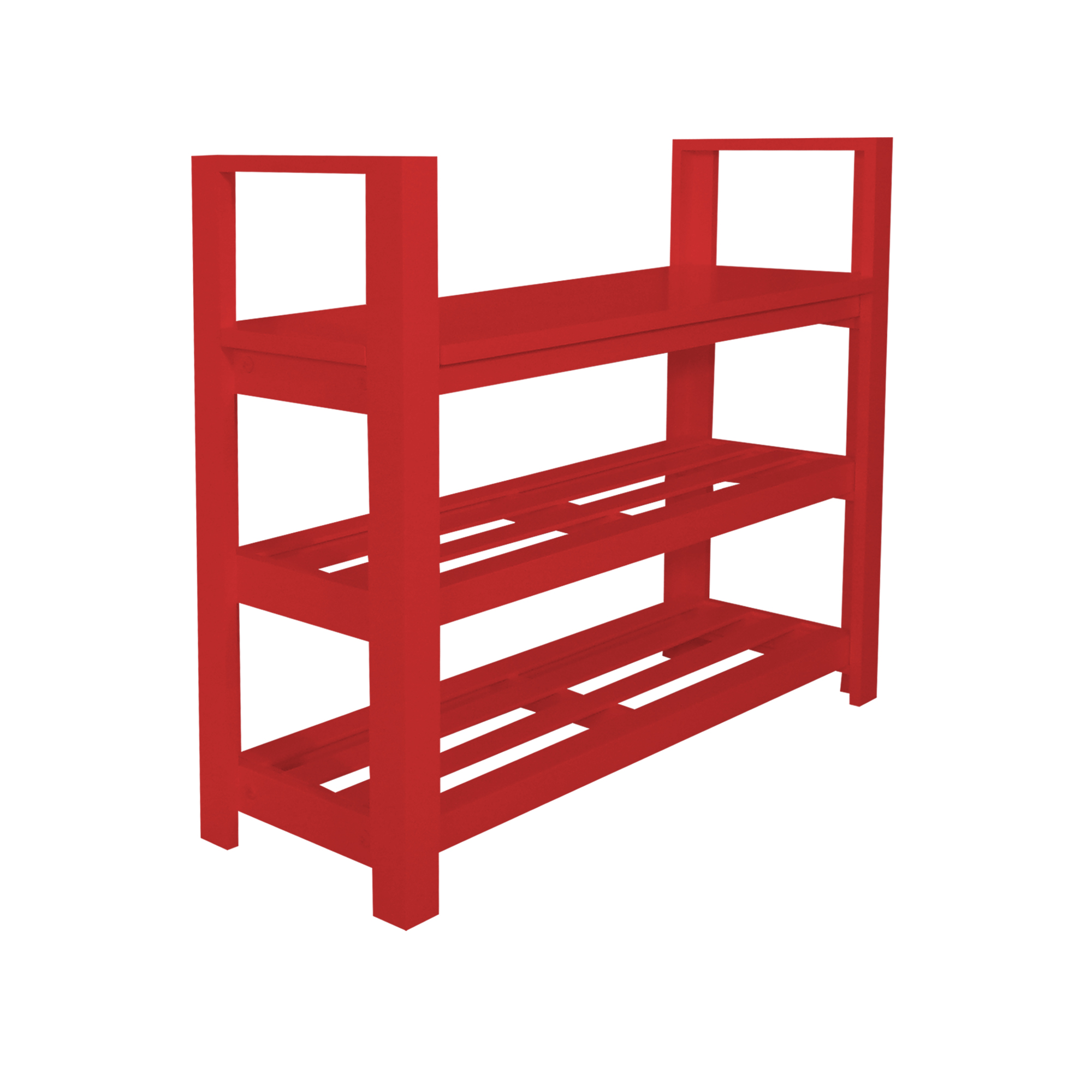 Sapateira Banco com Braço de Piso para Closets e Quartos 8 Pares Sapatos - Vermelho Laca