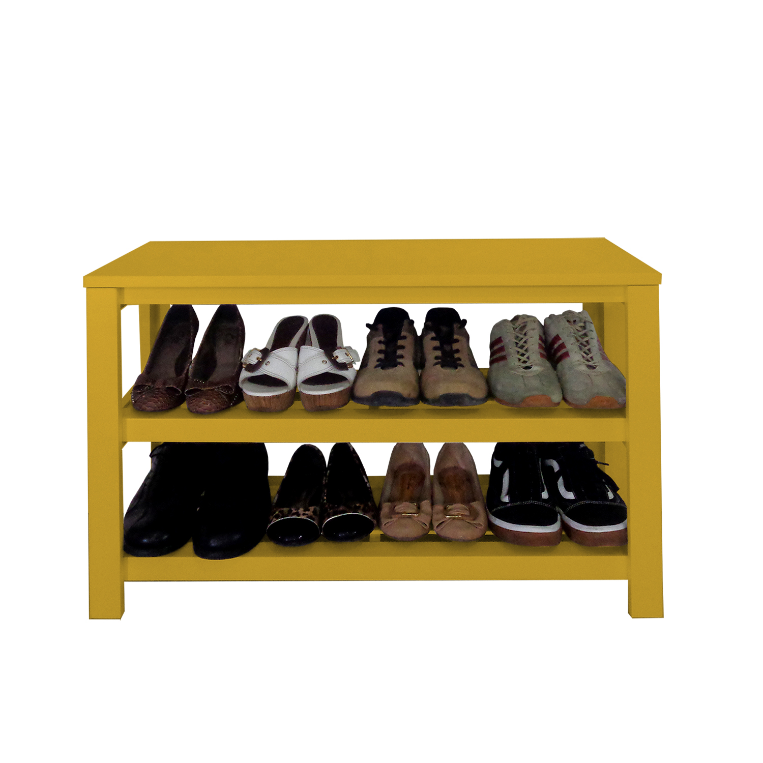 Sapateira Banco de Piso para Closets e Quartos 8 Pares Sapatos - Amarelo Laca