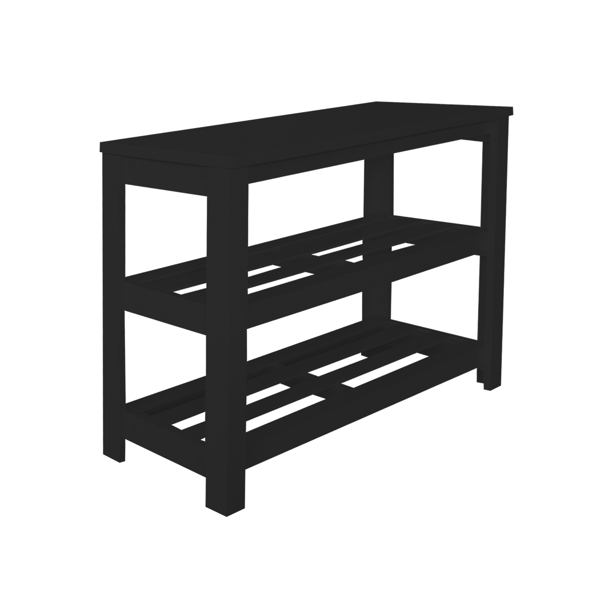 Sapateira Banco de Piso para Closets e Quartos 8 Pares Sapatos - Preto Laca