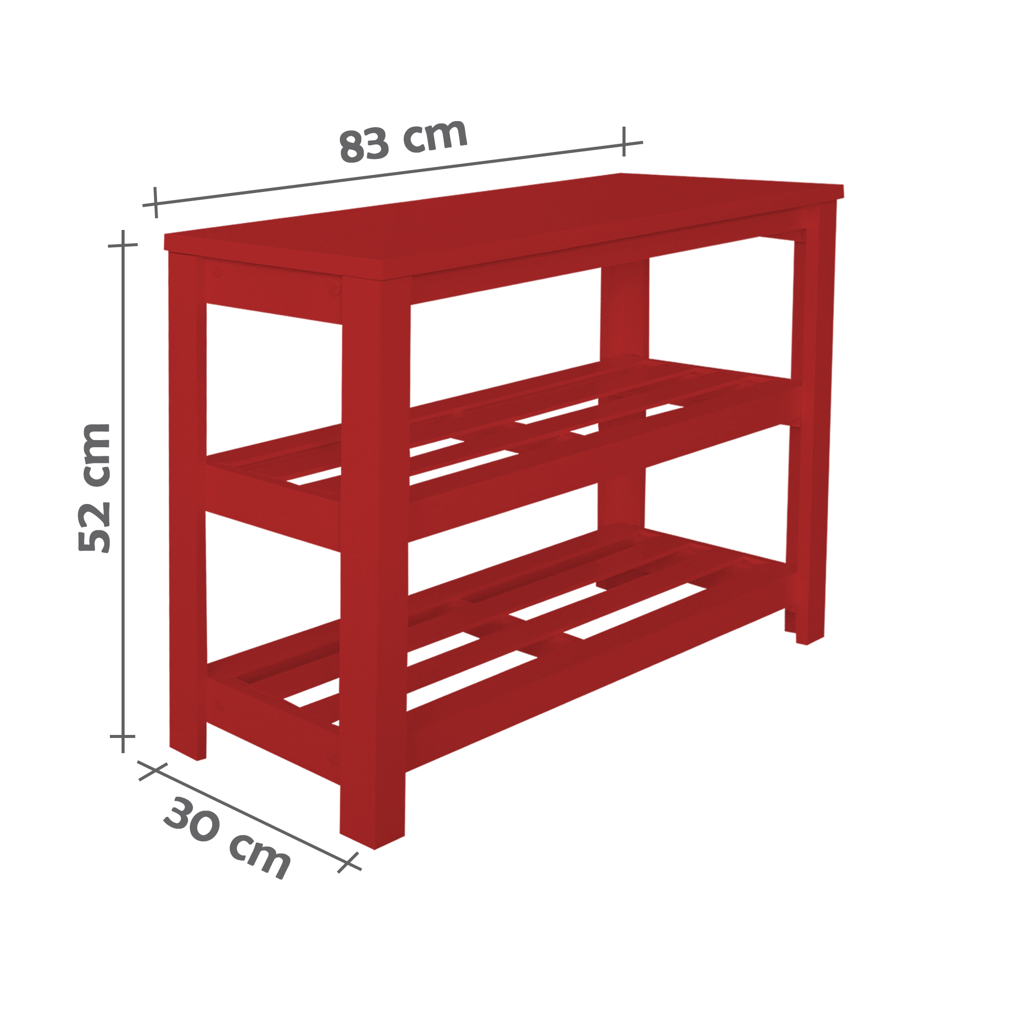Sapateira Banco de Piso para Closets e Quartos 8 Pares Sapatos - Vermelho Laca